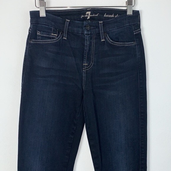 7 for all Mankind Karah Dark Wash Stretch Straight Leg Jeans Sz 26 - Picture 2 of 9